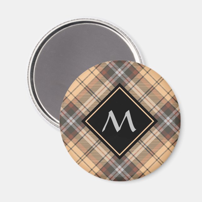 Beige und Brown Tartan Magnet (Vorderseite/Rückseite)