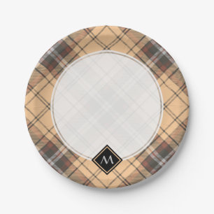 Beige und Brown Tartan Pappteller