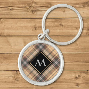 Beige und Brown Tartan Schlüsselanhänger