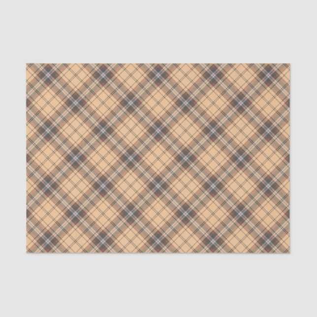 Beige und Brown Tartan Seidenpapier (Vorderseite)