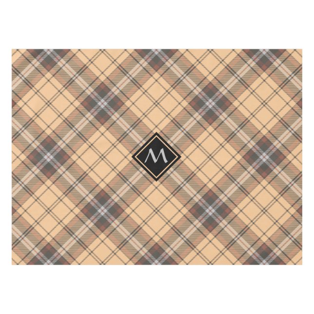 Beige und Brown Tartan Tischdecke (Vorderseite (Horizontal))