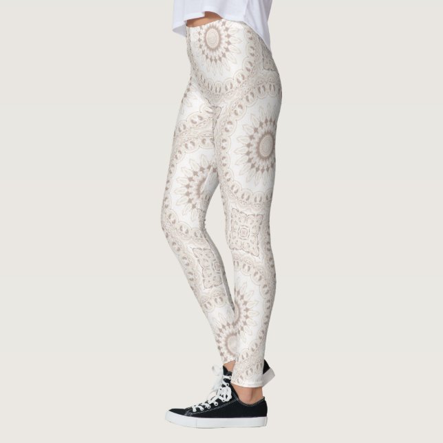 Beige und Cream Mandala Muster Leggings (Links)
