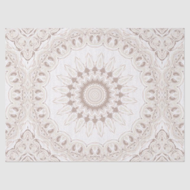 Beige und Cream Mandala Muster Seidenpapier (Vorderseite)