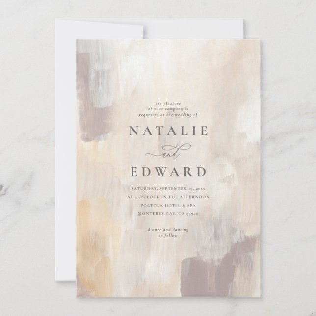 Beige- und cremefarbene Hochzeit mit lackierten St (Vorderseite)