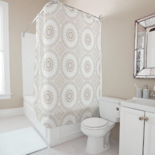 Beige- und cremefarbene Mandala-Muster Duschvorhang