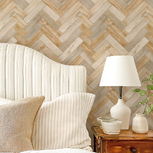 Beige- und cremefarbene Marmor-Herringbone-Schrägs Tapete