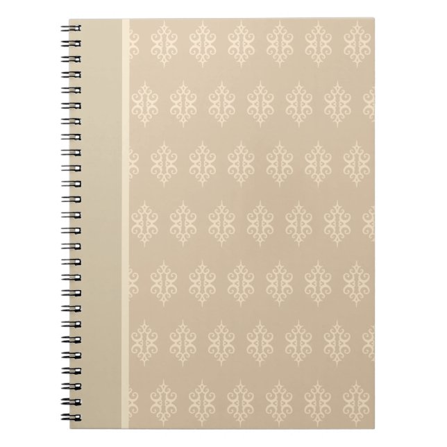Beige- und cremefarbene Spitzenschreibmappe Notizblock (Vorderseite)