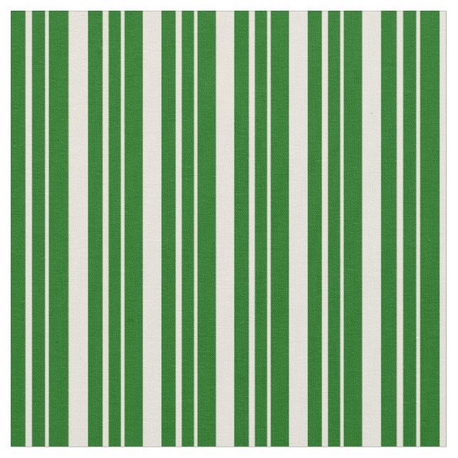 Beige und dunkelgrüne Linde/Streifenmuster Stoff (Nahaufnahme)