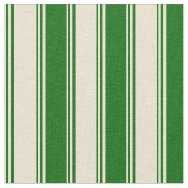 Beige und dunkelgrüne Streifen Stoff (Nahaufnahme)
