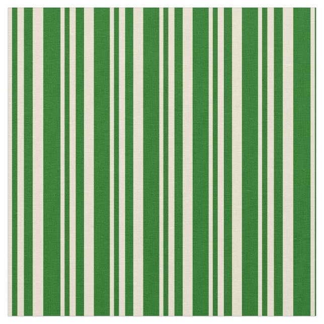 Beige und dunkelgrüne Streifen Stoff (Nahaufnahme)