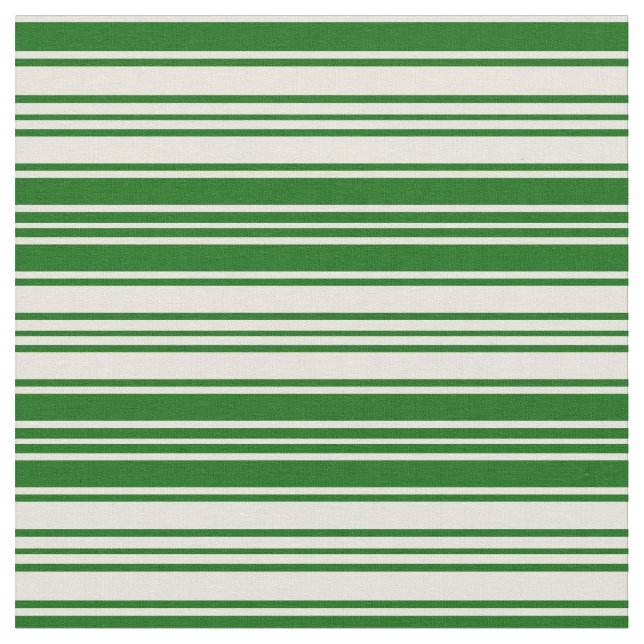 Beige und dunkle grüne Linien Stoff (Nahaufnahme)