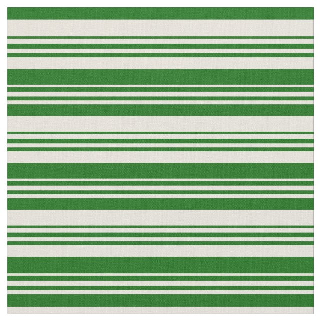 Beige und dunkle grüne Linien Stoff (Nahaufnahme)