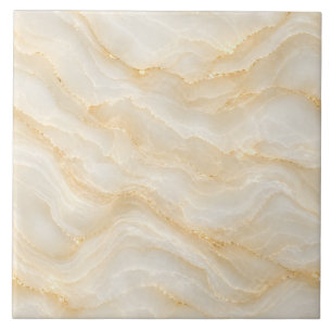 Beige- und Elfenbein-Onyx-Effekt mit goldenen Well Fliese