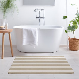 Beige und Elfenbein Streifen | Modernes Bauernhaus Badematte