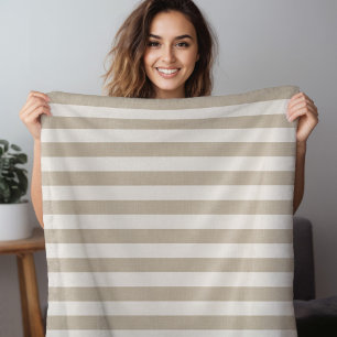 Beige und Elfenbein Streifen   Modernes Bauernhaus Fleecedecke
