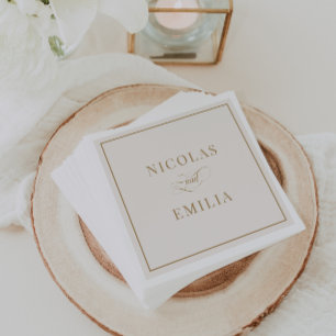 Beige und Gold einfache klassische Hochzeit Serviette