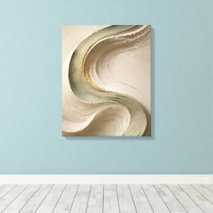Beige- und Gold-Fließtextur Japandi-Kunst Leinwanddruck