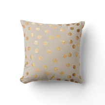 Beige und Gold Glitzer Polka Dot Pillow