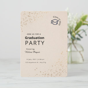 Beige und Gold Minimalistische Abschlussfeier Einladung