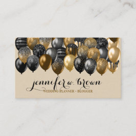 Beige- und Gold-Sprinkle-Partyballon-Design Visitenkarte