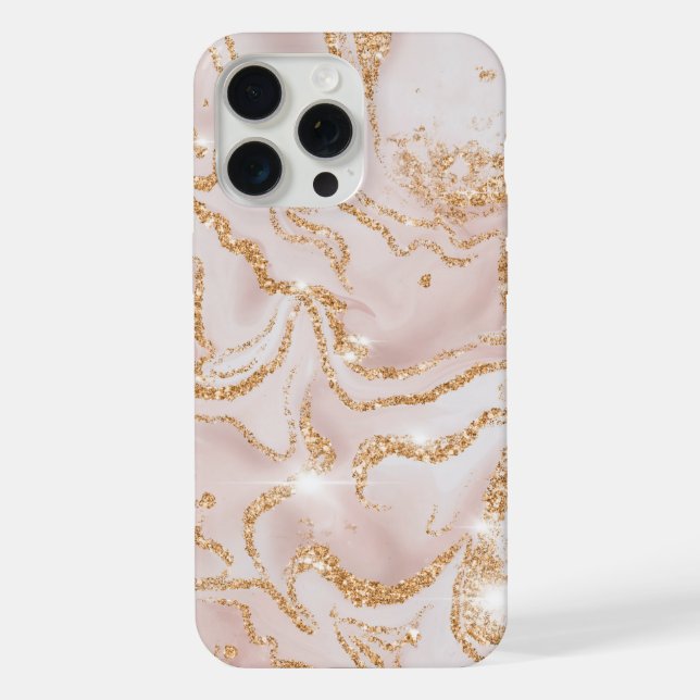 Beige- und Goldmarmor-Muster iPhone Hülle (Rückseite)