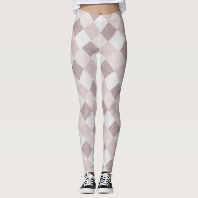 Beige und graue geometrische Muster — oblique Leggings (Vorderseite)