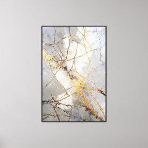 Beige- und graue Marmor mit Goldadern – Abstrakte Leinwanddruck