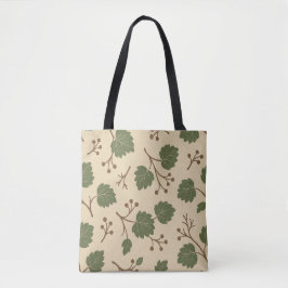 Beige und grüne Blätter Tote Tasche