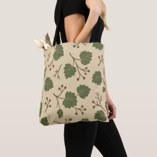 Beige- und grüne botanische Umhängetasche aus dem