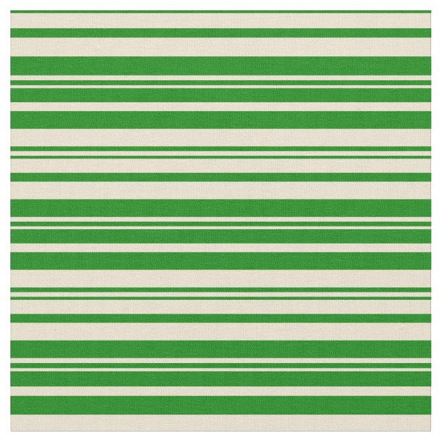 Beige und grüne Streifen Stoff (Nahaufnahme)