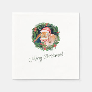 Beige und grüne Weihnachtsgrüße Napkins Serviette