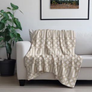 Beige und Ivory Trellis   Modernes Bauernhaus Fleecedecke