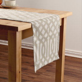 Beige und Ivory Trellis | Modernes Bauernhaus Kurzer Tischläufer