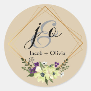 Beige und Peach Creative Minimalistisch Wedding Ca Runder Aufkleber