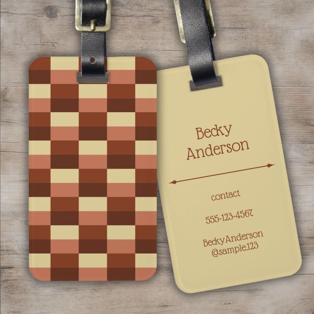 Beige und rostfarbene Farbblöcke Gepäckanhänger (Von Creator hochgeladen)