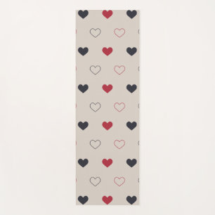 Beige- und rotes Herz Nahtloses Muster Cute Minima Yogamatte