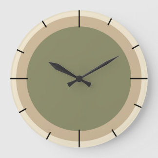 Beige und Salbeigrün Große Wanduhr