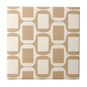 Beige und Sand farbige Rechtecke und Kurven Fliese