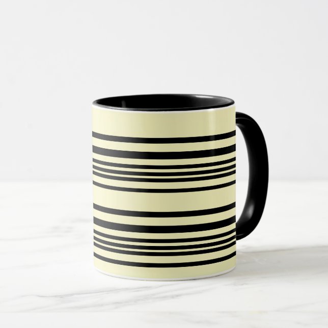 Beige- und Schwarz gestreifter Becher — Ruhig, Chi Tasse (VorderseiteRechts)