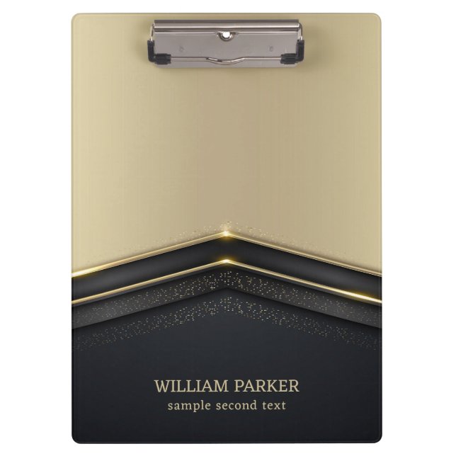 Beige und Schwarz-Gold-Arrow Klemmbrett (Vorderseite)