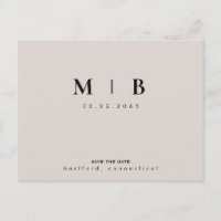 Beige und Schwarz-Monogramm Save the Date Hochzeit