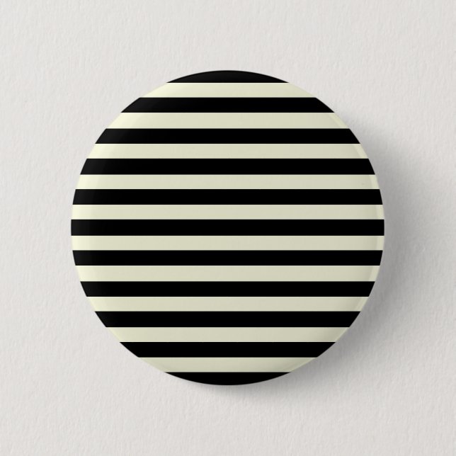 Beige und schwarze, elegante horizontale Streifen Button (Vorderseite)