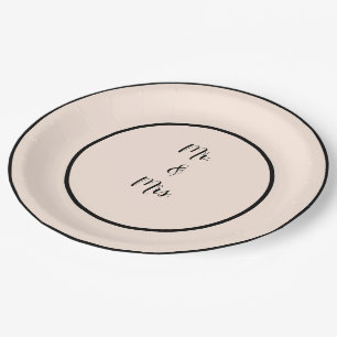 Beige- und schwarze Hochzeitspapierteller im Frühl Pappteller