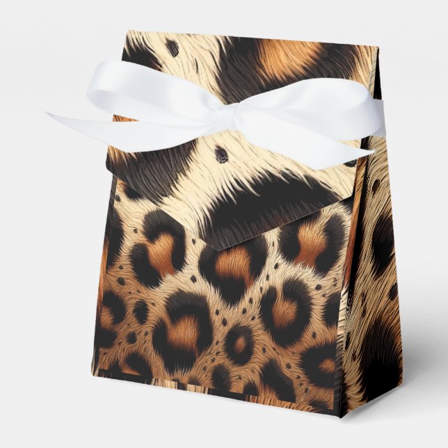 Beige und schwarze Leoparden Fur Animal Print Spot Geschenkschachtel (Vorderseite)