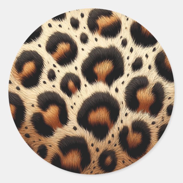 Beige und schwarze Leoparden Fur Animal Print Spot Runder Aufkleber (Vorderseite)