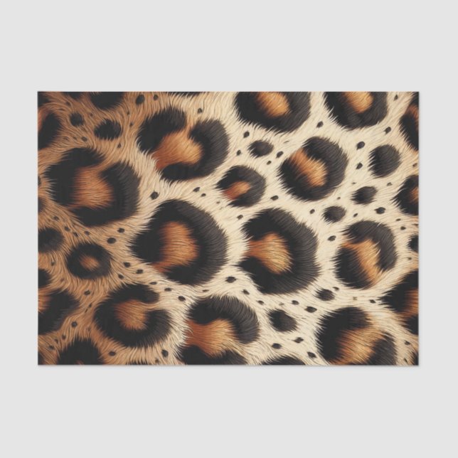 Beige und schwarze Leoparden Fur Animal Print Spot Seidenpapier (Vorderseite)