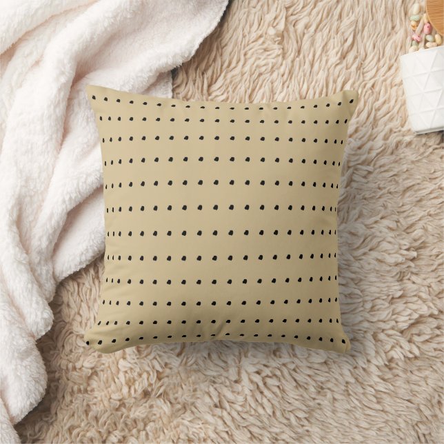 Beige und schwarze moderne Polka Dots Muster Kissen (Decke)