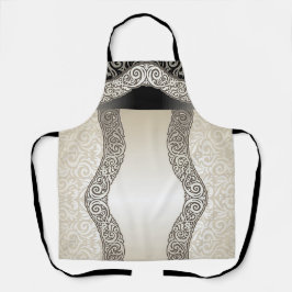 "Beige und schwarze Motif" mittlere Größe Schürze