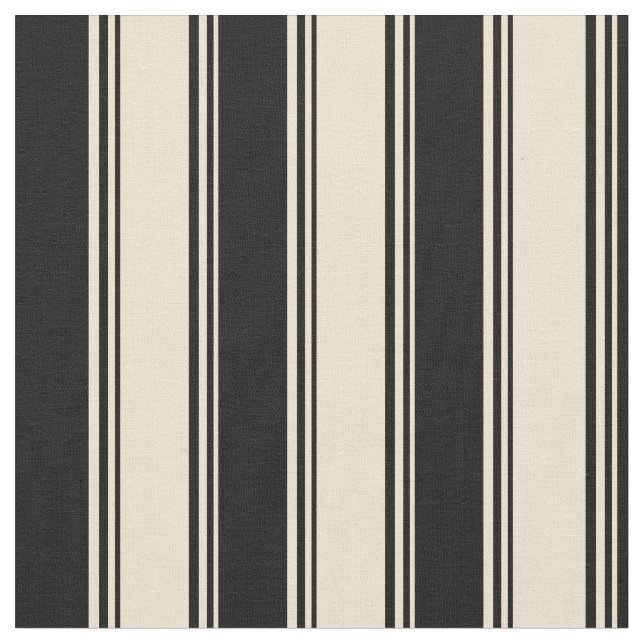 Beige und schwarze Streifen Stoff (Nahaufnahme)