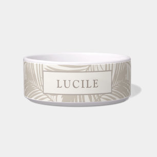 Beige und Tan Tropical Palm Leaf Name Napf